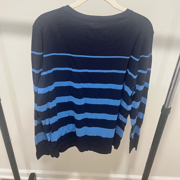 Stripe Pattern Navy Blue Sweater - Picture 6 of 6
